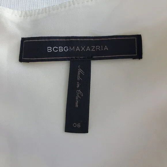 BCBGMAXAZRIA Women's Beige Mini Dress Scarlett Tiered Eyelet Size 06 (C-7) - Picture 11 of 15